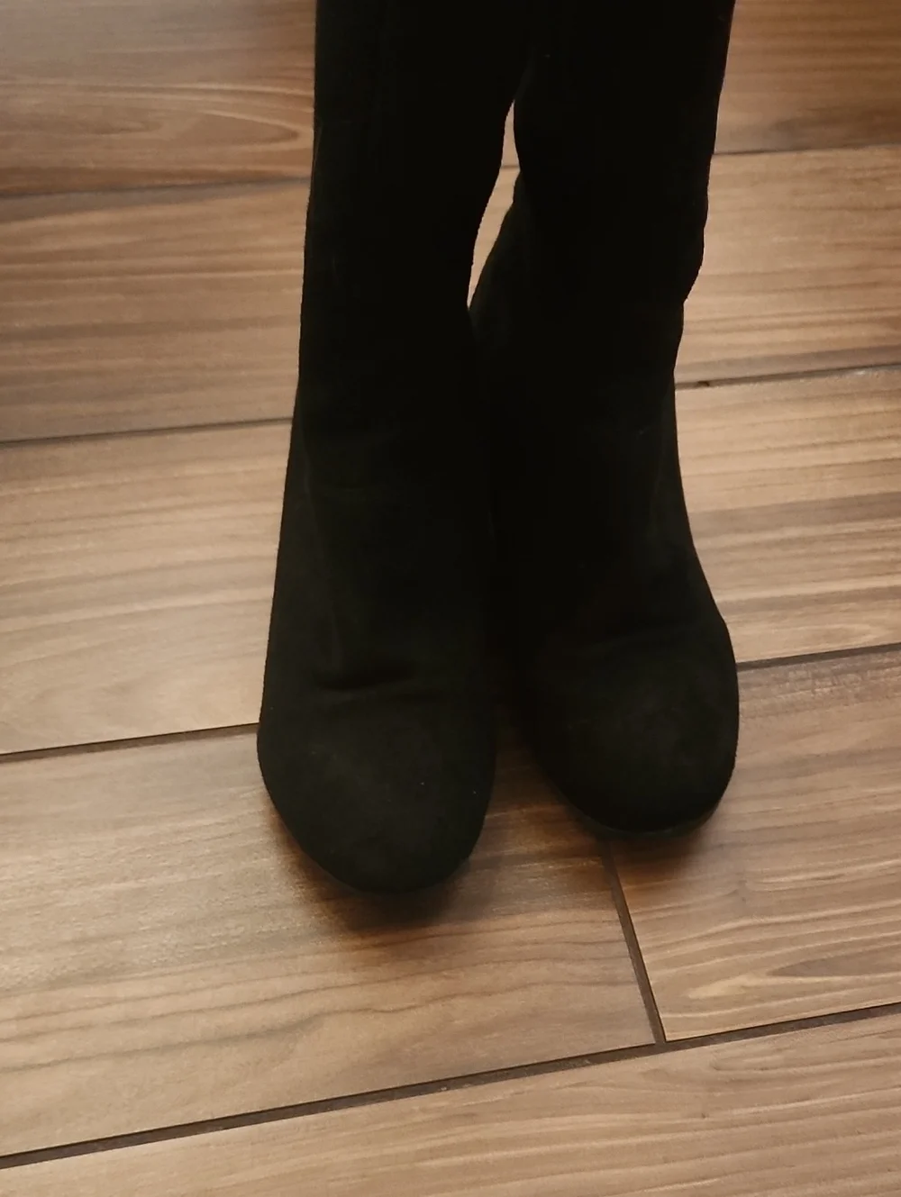 Black Lace-Trim Over-the-Knee Wedge Boots - Women